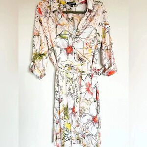 Floral silk shirtdress